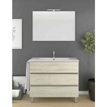 Meuble de salle de bain balder avec plan vasque et miroir. Avec porte-serviettes en cadeau différentes couleurs et tailles Crème 100CM