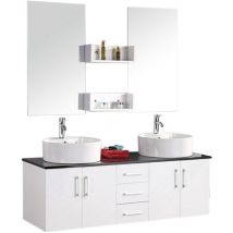 Eliteshopping - Meuble de Salle de Bain blanc 150 cm Lavabo inclus – Holly
