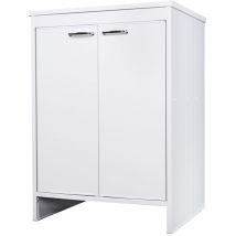 Meuble de salle de bain buanderie blanc en pvc avec 2 portes FB9002K Negari