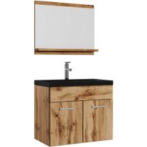 Badplaats - Set de meuble de salle de bain Montreal 02 60 cm - noir - Chene - Armoire