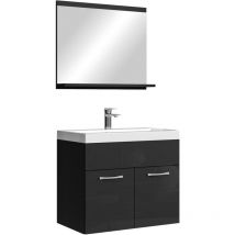 Badplaats - Set de meuble de salle de bain Montreal 02 60 cm - Noir brillant - Armoire
