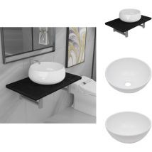 Meuble de salle de bain en deux pièces Céramique Noir - Évier De Salle De Bain - Éviers De Salle De Bain - Étagère Murale De Salle De Bain - Étagères