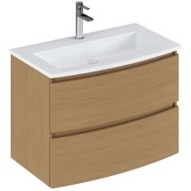 Pegane - Meuble de salle de bain en mélamine coloris placage chêne - Longueur 81 x profondeur 46 x Hauteur 85 cm