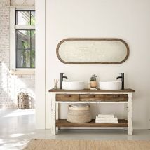 Meuble de salle de bain en bois recyclé FSC mixte 150 cm