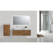 Bernstein - Meuble de salle de bain Fiona 1200 - façade effet béton ou chêne - miroir et colonne de rangement en option Sans miroir, Sans cache