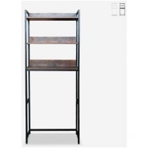 Meuble de salle de bain lave-linge wc 3 étagères 63x24x157h Tamiq - Marron - Noir
