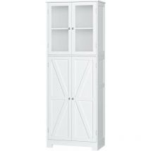 Meuble de Salle de Bain, Meuble de Rangement avec 4 Portes et 6 Compartiments de Rangement, Placard de Rangement en Bois pour Salon, Cuisine et