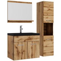 Badplaats - Set de meuble de salle de bain Montreal 60 cm - noir Chene - Armoire