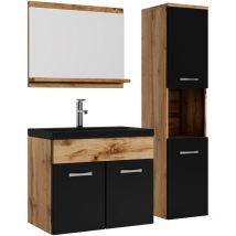 Badplaats - Set de meuble de salle de bain Montreal 60 cm - lavabo noir Chene avec noir