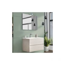 Ferramenta1.com - Meuble de salle de bain New Splash 80cm coloris chene fume' avec vasque miroir e'clairant