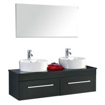 Meuble de Salle de Bain noir 150 cm Lavabo inclus – Carrie