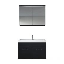 Badplaats - Set de meuble de salle de bain Paso 02 80 cm - Noir brillant - Armoire