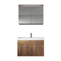 Badplaats - Set de meuble de salle de bain Paso 02 80 cm - Chene Marron - Armoire