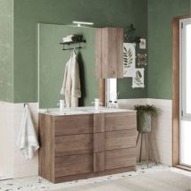 Meuble de salle de bain Salemi120 avec double baignoire en chêne mercure