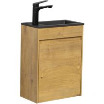 Badplaats - Meuble sous-lavabo Sinta 40 x 22 cm - Chene - lavabo noir