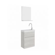 Savini - Meuble de salle de bain suspendu 40 cm chêne gris avec vasque et miroir - Penne