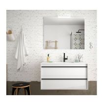 Abitare - Meuble de salle de bain suspendu 100 cm en bois blanc mat avec vasque intégrée - Astoria - 100 cm Standard