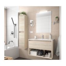 Abitare - Meuble de salle de bain suspendu 60 cm en bois de chêne de Calédonie avec vasque intégré - Nova - 60 cm Standard