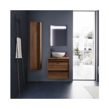 Caesaroo - Meuble de salle de bain suspendu 60 cm en bois de noyer maya avec vasque - Astoria - 60 cm Avec colonne