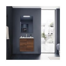 Caesaroo - Meuble de salle de bain suspendu 60 cm en bois de noyer maya avec deux portes et lavabo - Nova - 60 cm Standard