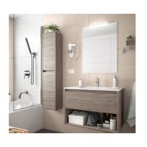 Abitare - Meuble de salle de bain suspendu 60 cm en bois de chêne éternité avec lavabo intégré - Nova - 60 cm Standard