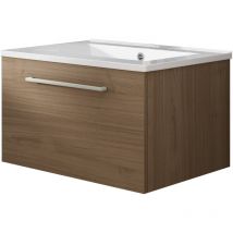Mennza - Meuble de salle de bain suspendu 60cm nice classic bois clair - Vasque en céramique