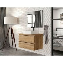 Abitare - Meuble de salle de bain suspendu 80 cm en bois de chêne Ostippo avec lavabo sur pied - Italia - 80 cm Standard