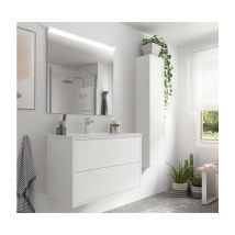 Caesaroo - Meuble de salle de bain suspendu 80 cm en bois blanc mat avec vasque intégré - Olympus - 80 cm Standard