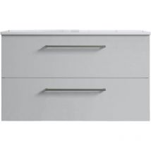 Mennza - Meuble de salle de bain suspendu 80cm double classic blanc brillant - Vasque en céramique