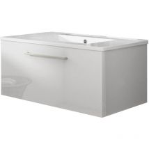 Mennza - Meuble de salle de bain suspendu 80cm nice classic blanc brillant - Vasque en céramique
