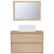 Vente-unique - Meuble de salle de bain suspendu avec vasque à poser et miroir - Placage chêne - 80 cm - milipam