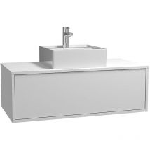 Vente-unique - Meuble de salle de bain suspendu blanc avec simple vasque carrée - 94 cm - teana ii
