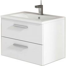 Mennza - Meuble de salle de bain suspendu cordoba 60 cm Blanc Brillant