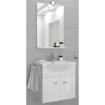 Abitare - Meuble de salle de bain suspendu de 55 cm en blanc brillant avec vasque intégrée - Standard