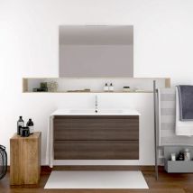 Ducha - Meuble de salle de bain suspendu mizar avec miroir et lavabo - frêne tea - 60CM