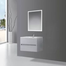 Iperbriko - Meuble de salle de bain suspendu Varano gris clair 90x48x55
