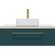 Homifab - Meuble de salle de bain suspendu vasque à poser 90cm 1 tiroir Bleu - Glasgow