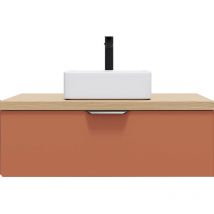 Homifab - Meuble de salle de bain suspendu vasque à poser 90cm 1 tiroir Terracotta - Soho