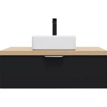 Homifab - Meuble de salle de bain suspendu vasque à poser 90cm 1 tiroir Noir - Soho