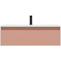 Homifab - Meuble de salle de bain suspendu vasque intégrée 90cm 1 tiroir Abricot - Hudson