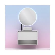 Meuble de salle de bain suspendu 80 cm blanc brillant avec lavabo sur pied - Ingilterra - Blanc 80 cm Standard