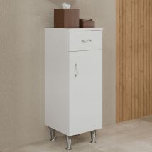 Meuble De Salle De Bains Au Sol Avec Porte Et Tiroir Blanc Poli Easy