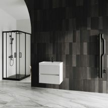 Meuble De Salle De Bains Avec Lavabo 60Cm Blanc Mat Cannettato Cortina