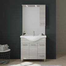 Meuble De Salle De Bains De 85 Cm Sur Pieds Chromés Chêne Gris Rimini