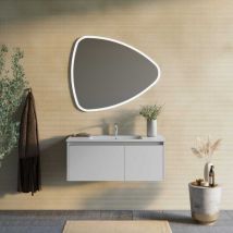 Meuble De Salle De Bains Mural 100Cm Gris Clair Miroir Mat 100X85 Monaco