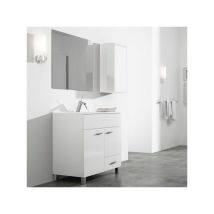 Tegler - Meuble de salle de bains Samos avec lavabo et miroir. Livré assemblé. 75CM Blanc brillant
