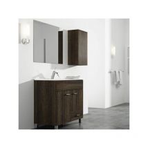 Tegler - Meuble de salle de bains Samos avec lavabo et miroir. Livré assemblé. 90CM avec le vasque déplacé vers la gauche Roble Evasión