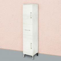 Meuble De Salle De Bains Sur Pied 150Cm Blanc Effet Bois Rimini