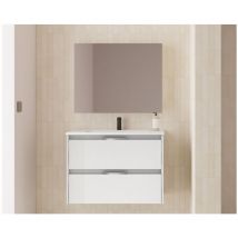 Caesaroo - Meuble de salle de bain suspendu 80 cm Blanc brillant avec vasque - Blanc 80 cm Standard