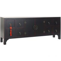Dkd Home Decor - Meuble Tv Sapin Mdf 130X24X51 Oriental Noir